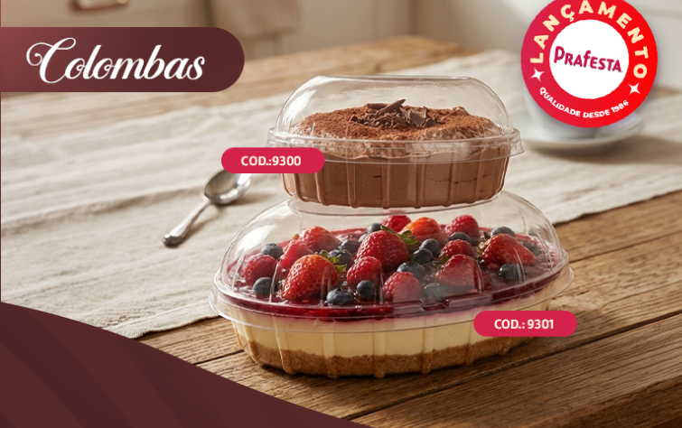 Embalagens Prafesta para sobremesas e confeitaria